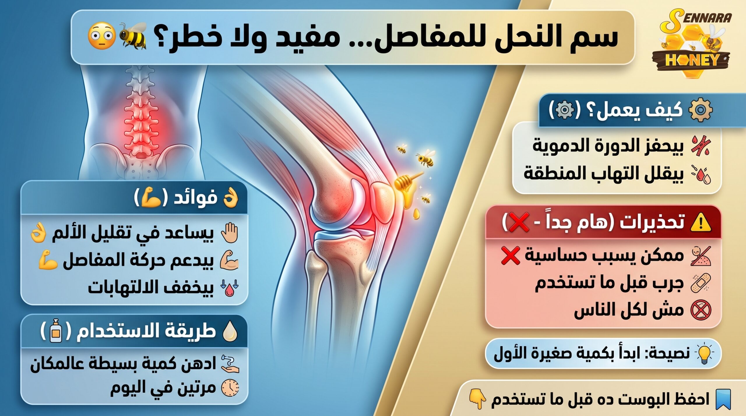 فوائد دهان سم النحل للمفاصل والعظام من سنارة