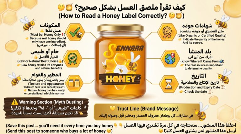 دليل قراءة ملصقات العسل وفهم مواصفات الجودة - سنارة
