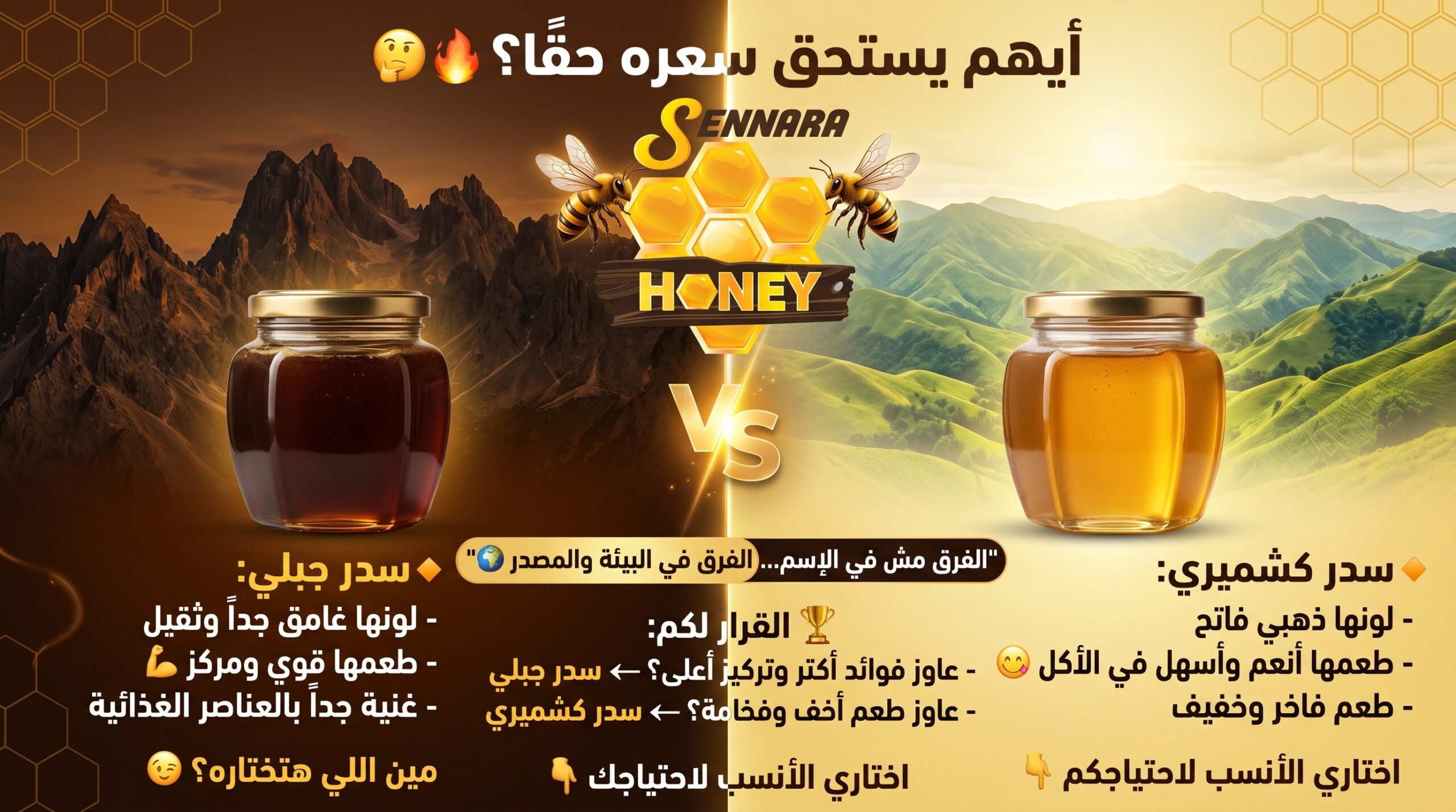 الفرق بين عسل السدر الجبلي وعسل السدر الكشميري - مقارنة سنارة