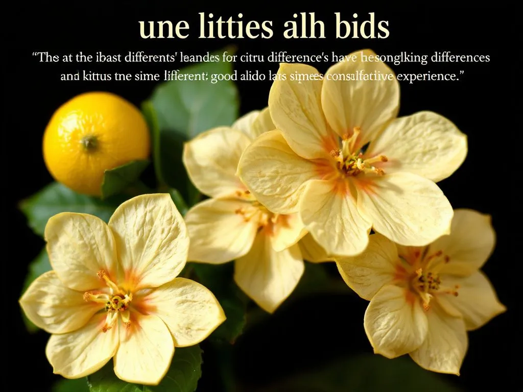 Conceptual image showing different citrus blossoms with subtle differences, focusing on seasonal variations and sensory experiences. Conceptual image showing different citrus blossoms with subtle differences, focusing on seasonal variations and sensory experiences.